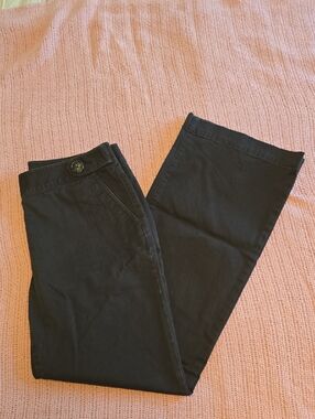 Talbots Stretch Womens Size 8 Brown Trousers Button Detail Pockets